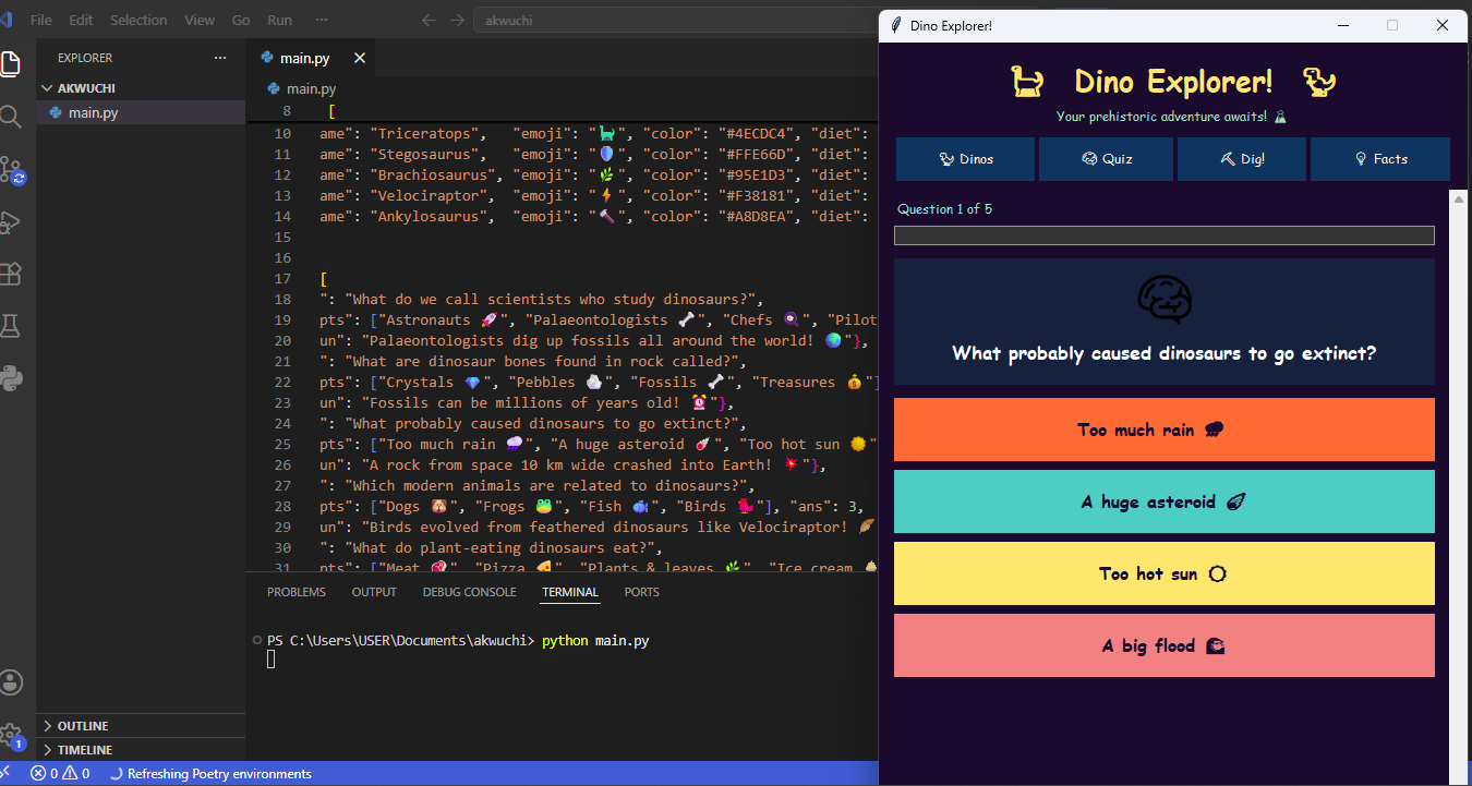 Chima's Dinosaur Python Quiz — Explorers Track